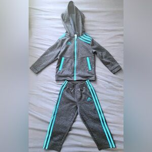 Adidas Kids 2T Navy Blue Tracksuit with Blue Stripes
